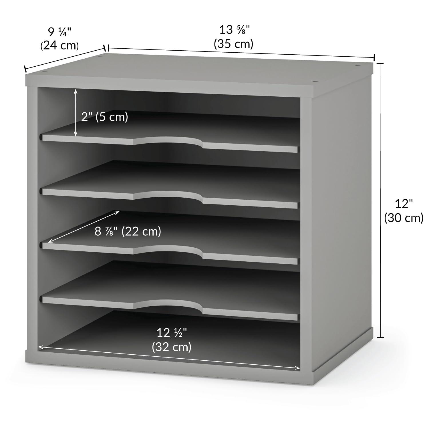 Ballucci 5-Tier Paper Organizer, File Holder, Mail Sorter, Wood Stackable Letter Tray, Gray