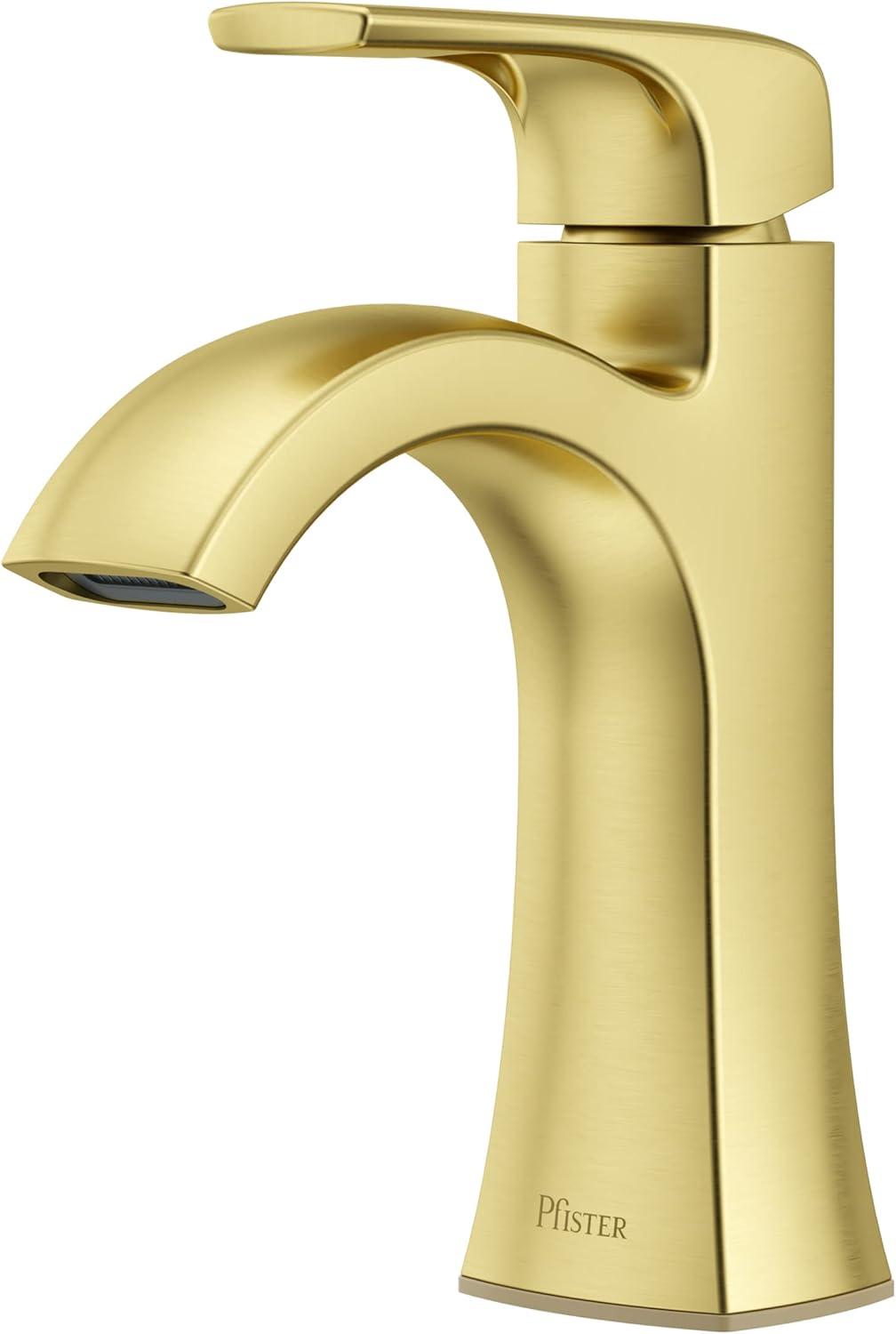 Brushed Gold Single Handle High Arc Bathroom Faucet