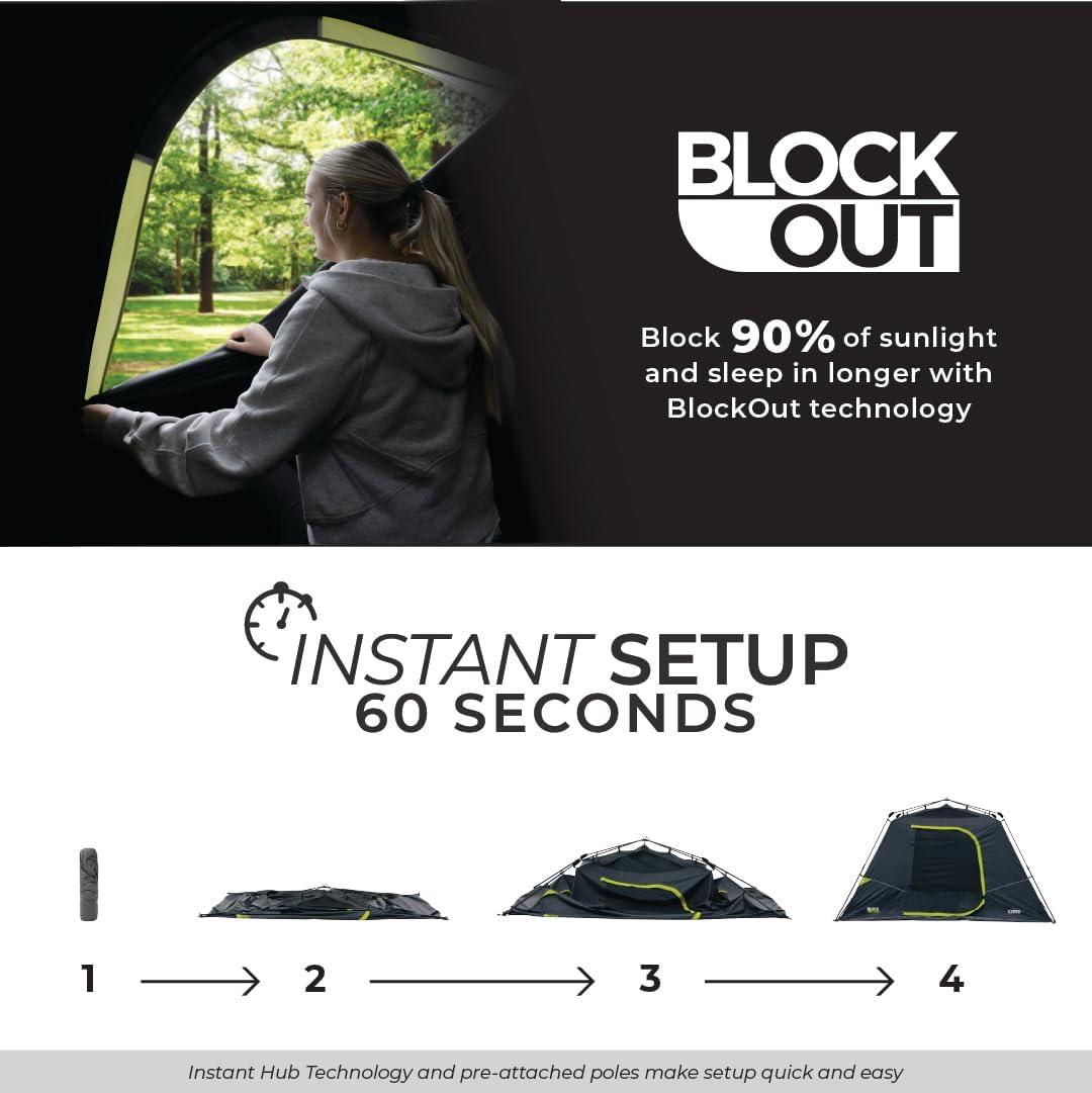 CORE 6P Blockout Instant Cabin Tent