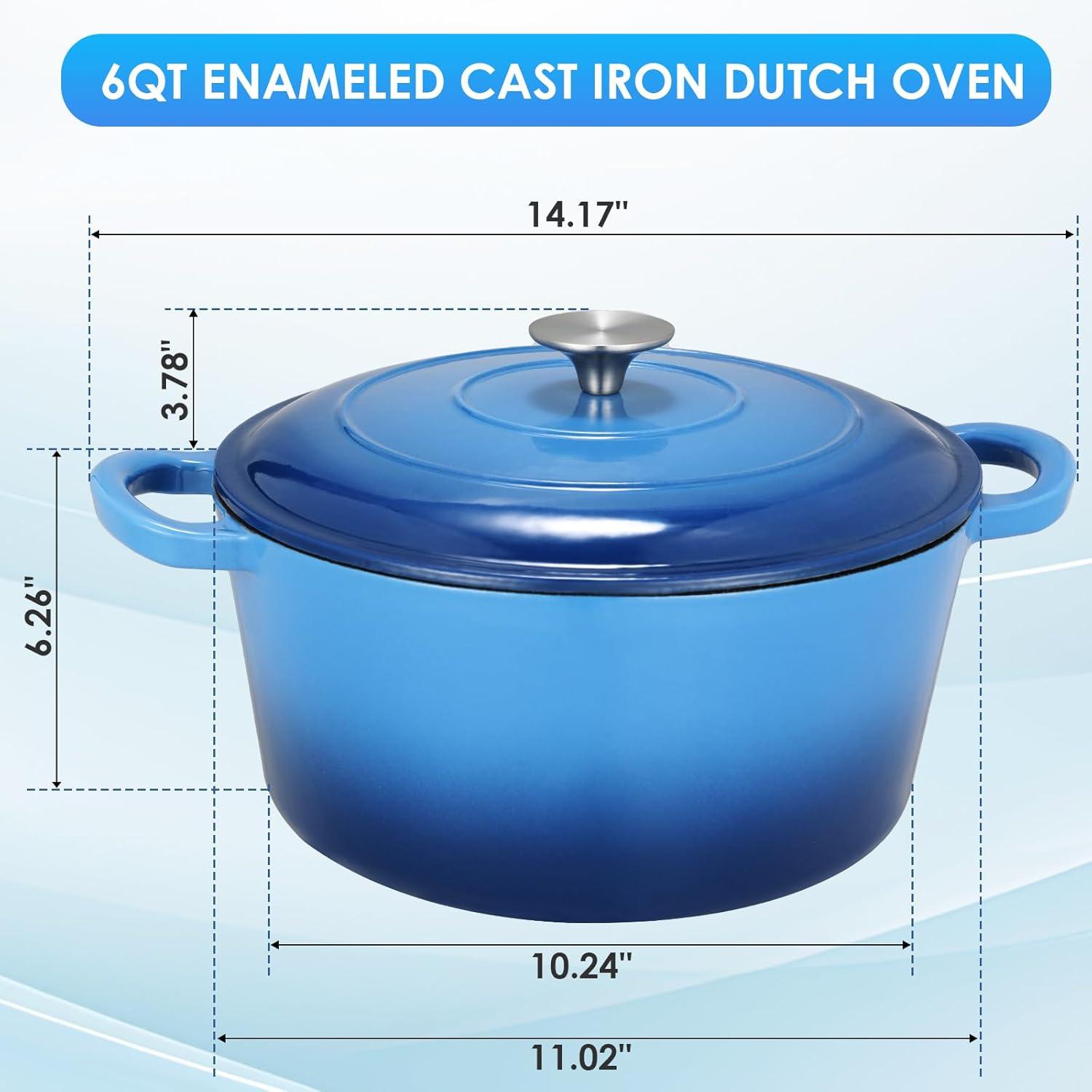 SPECIALTY FLOORING INC Dutch Oven,Enameled Cast Iron Dutch Oven Cooking Pot With Lid & Dual Handles, For Bread Baking Braising Stewing, Heavy Duty & Non Stick, Oven & All Stovetops Safe