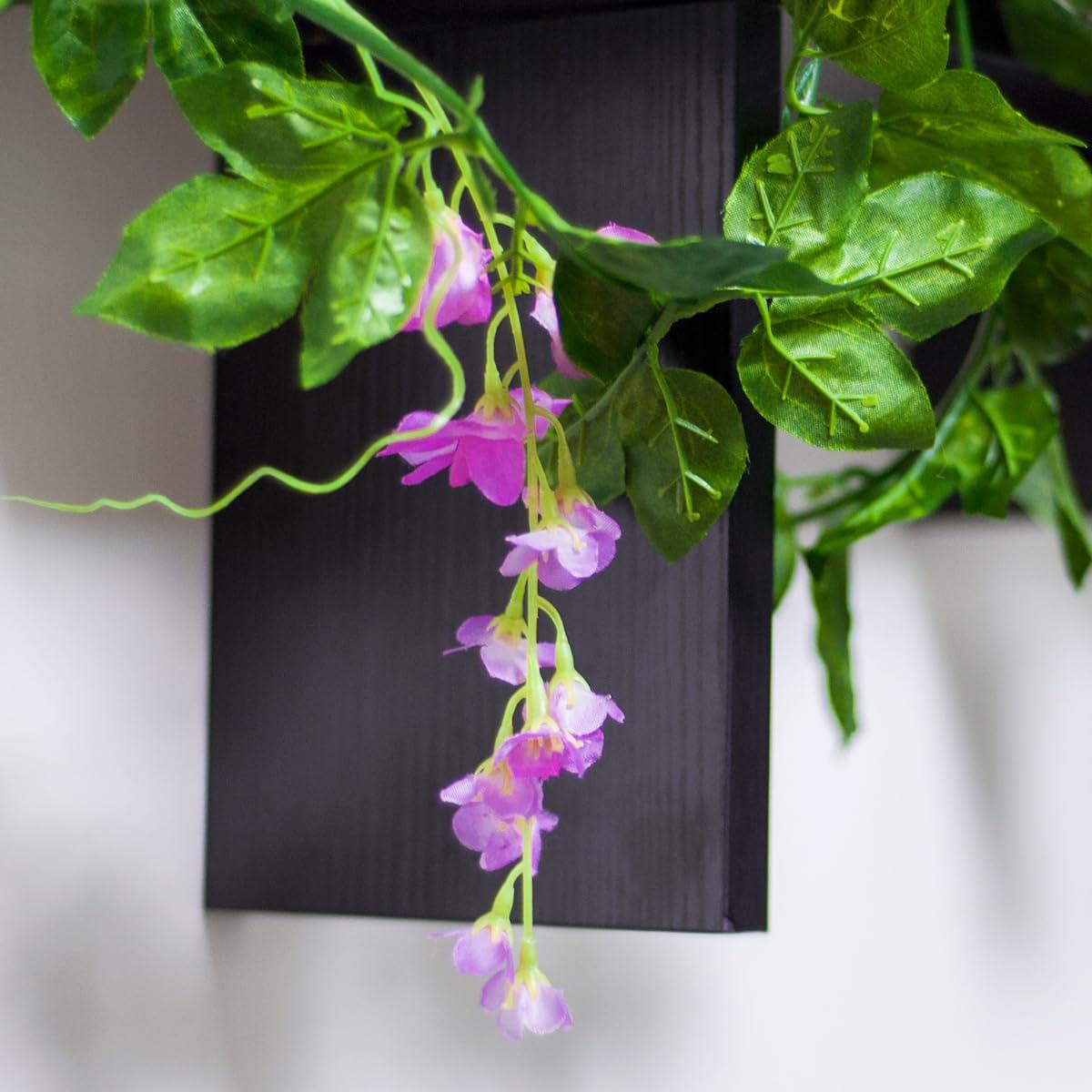 Sinhoon Wisteria Artificial Flowers Garland, 4 Pcs Total 28.8ft Artificial Wisteria Vine Silk Hanging Flower for Home Garden Outdoor Ceremony Wedding Arch Floral Decor (Light Purple)