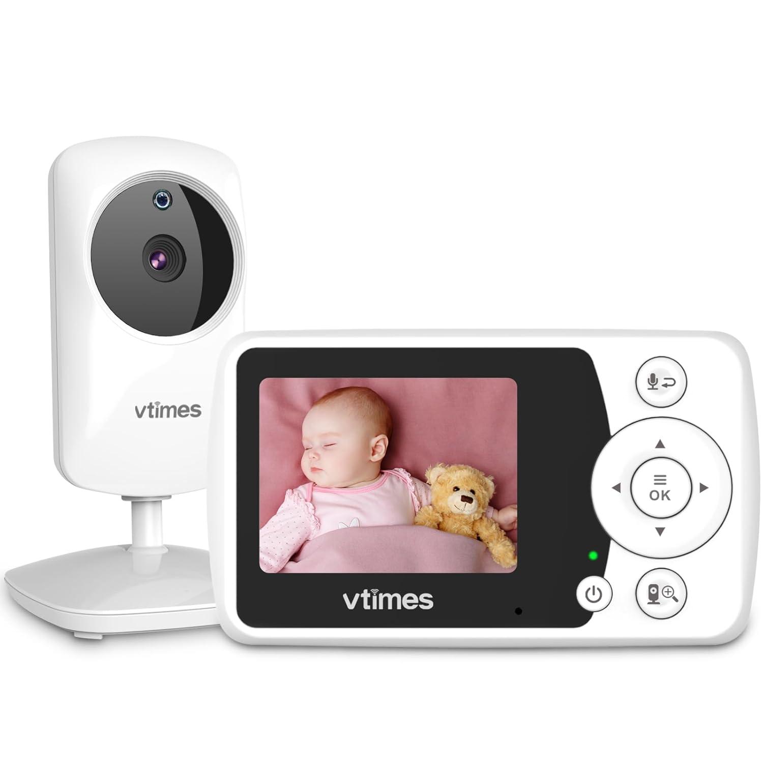 Baby Monitor with Camera and Audio, 2.4" LCD Screen Video Baby Monitor No WiFi Night Vision, Portable Baby Camera Monitor VOX Pan-Tilt-Zoom Alarm and 1000ft, Ideal for Baby/Elderly/Pet