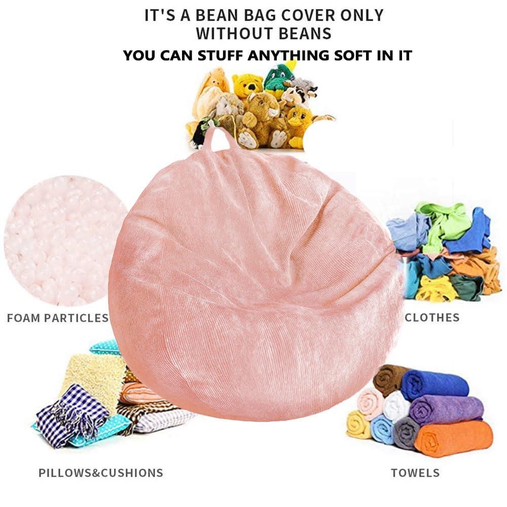 Stuffed Animal Storage Bean Bag Cover Pets Dogs/Cats Lazy Beds. Washable Ultra Soft Corduroy Stuffed for Organizing Plush Toys or Textile, Sack Bean Bag