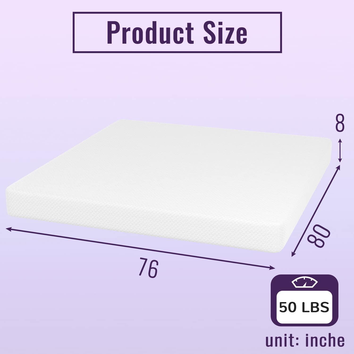 FDW 8 inch King Memory Foam Mattress Cooling Gel Bamboo Charcoal Infused Mattress CertiPUR-US Certified Breathable Bed Mattress,White King