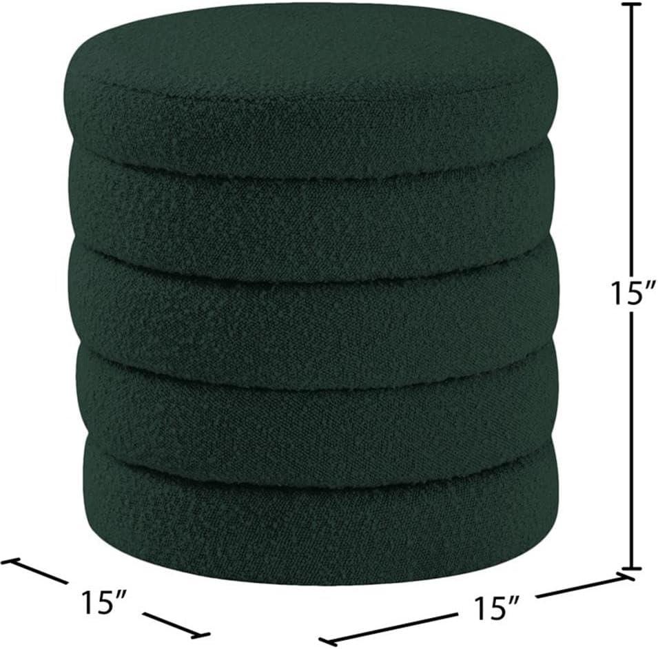 Meridian Furniture Aphia Green Boucle Fabric Ottoman/Stool