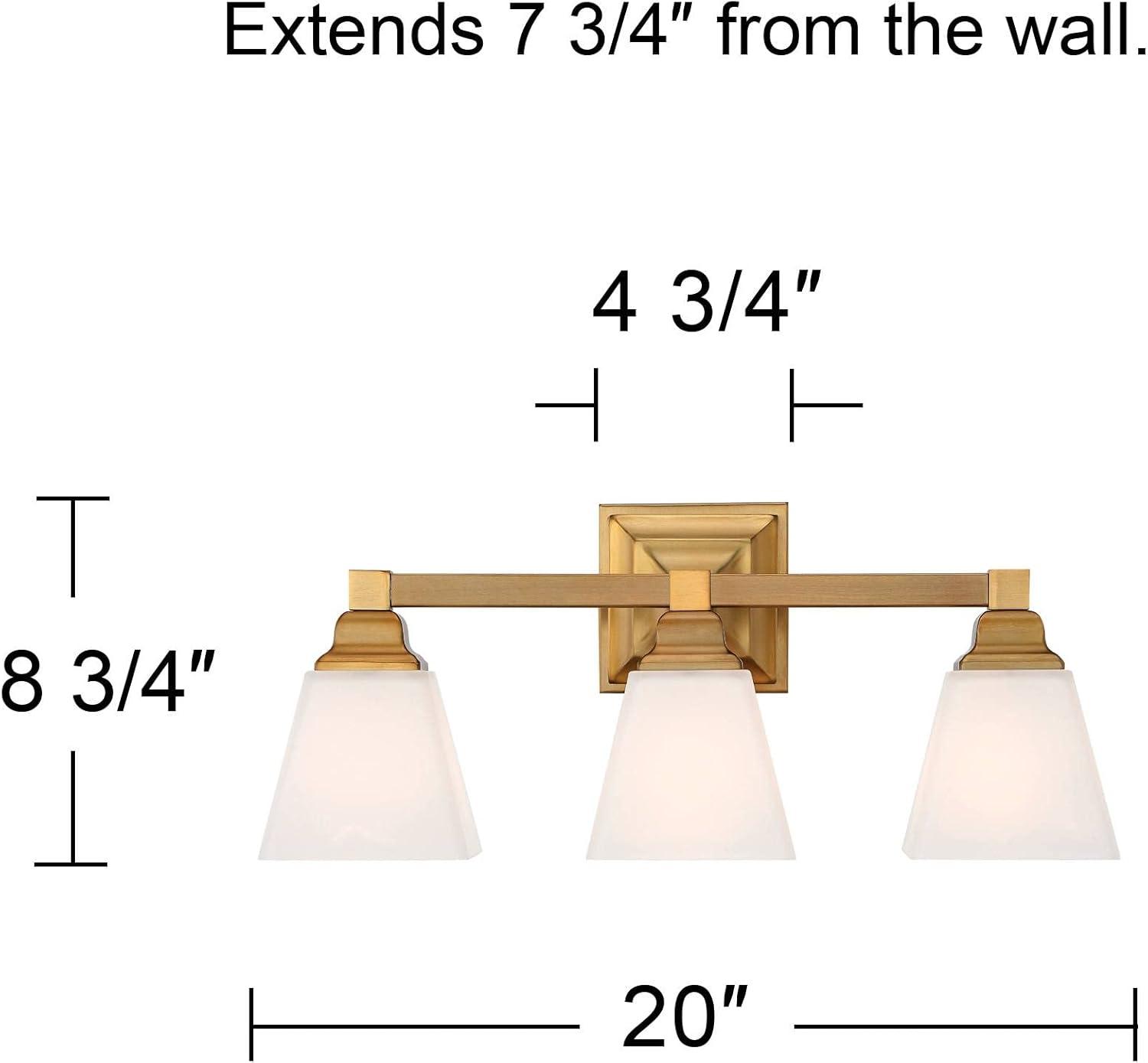 Warm Brass 3-Light Vanity Fixture with Milk Glass Shades