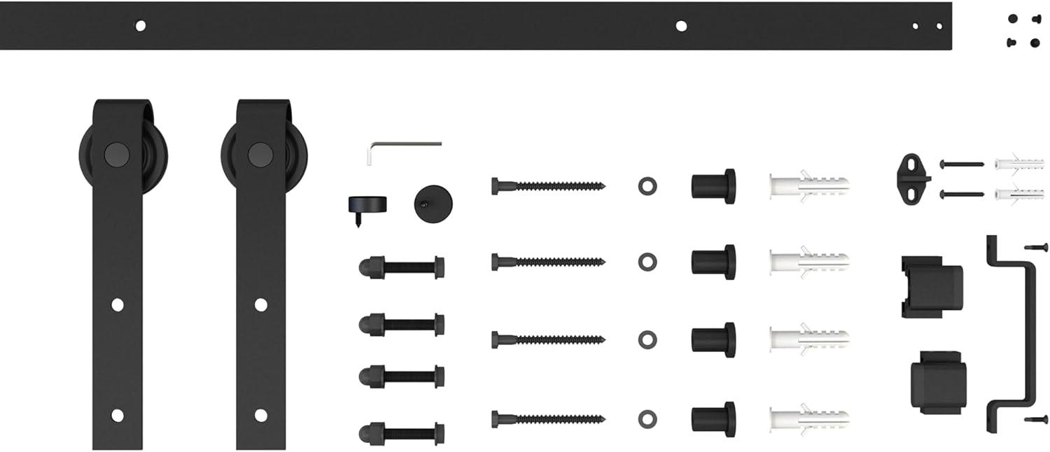 Calhome 5 Lite Tempered Frosted Glass Finished Composite Interior Sliding Barn Door with Hardware Kit