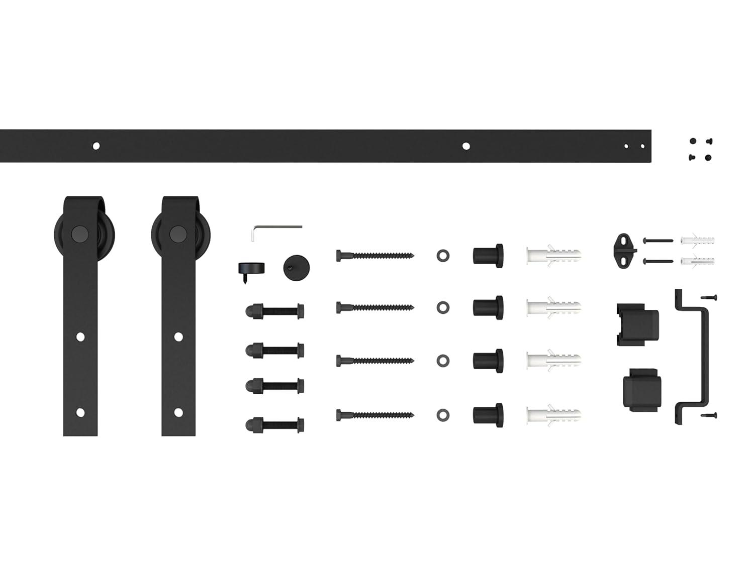 Calhome 5 Lite Tempered Frosted Glass Finished Composite Interior Sliding Barn Door with Hardware Kit