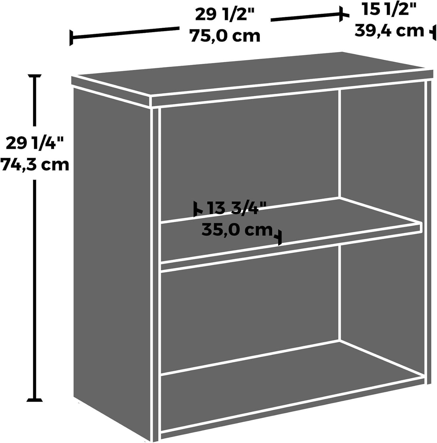 Classic Cherry Adjustable 2-Shelf Engineered Wood Bookcase