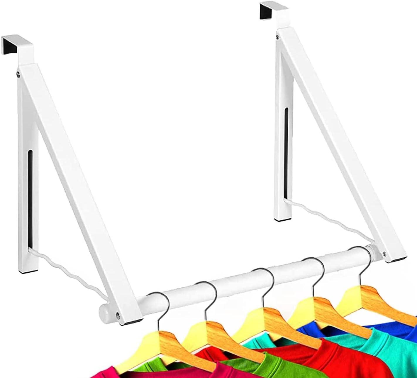 White Foldable Over-the-Door Hanging Rack with Hooks