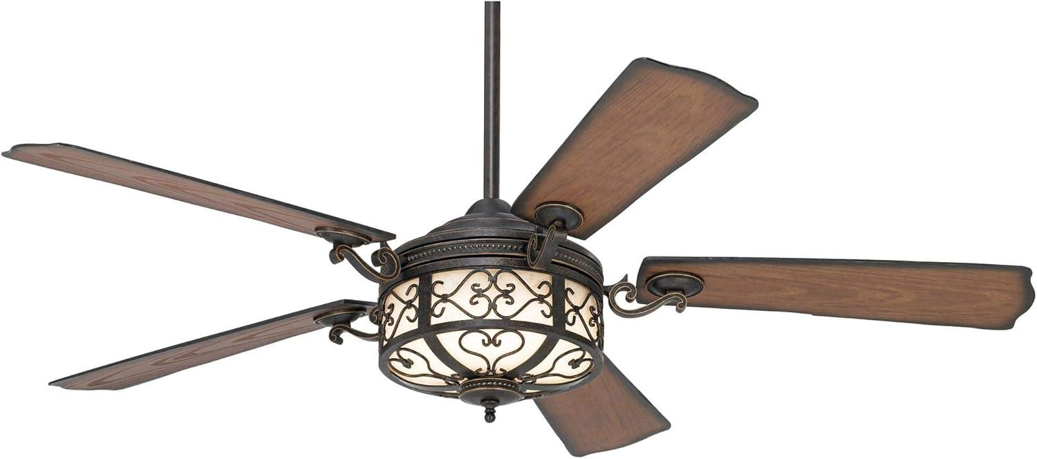 54" Casa Vieja Hermitage Rustic Indoor Outdoor Ceiling Fan with Dimmable LED Light Remote Control Golden Forged Walnut Damp Rated for Patio Exterior