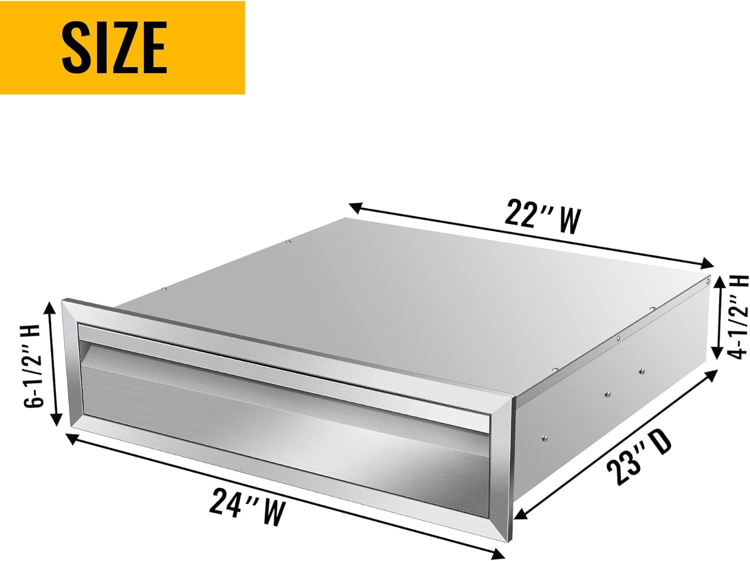 24" Stainless Steel Single BBQ Drawer for Outdoor Kitchen