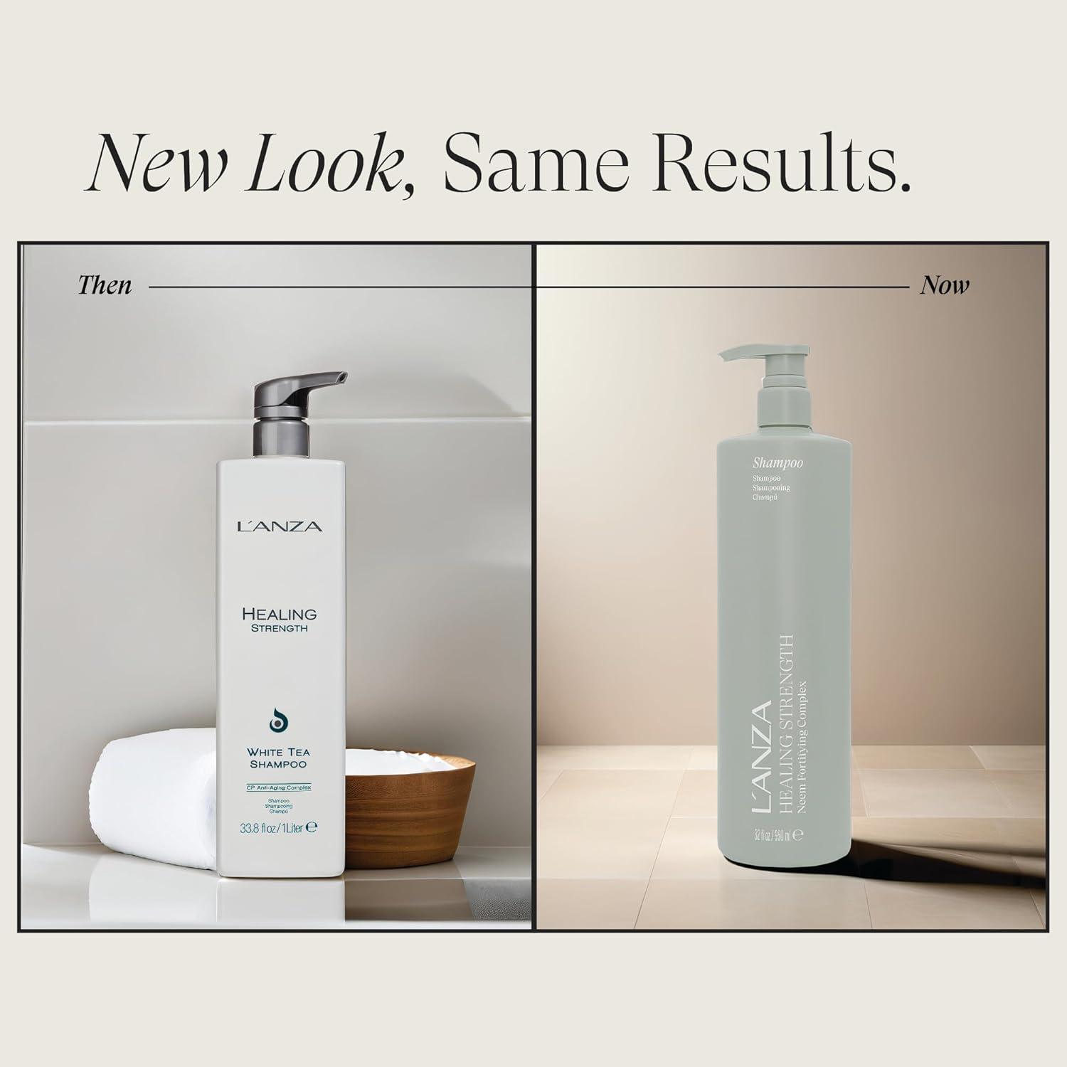 L'ANZA Healing Strength White Tea Shampoo, Shampoo For Dry, Damaged Hair, Boosts Shine, Strengthens, and Restores Weak, Fragile, Aged Hair Against Split Ends & Frizz Control, New Bottle