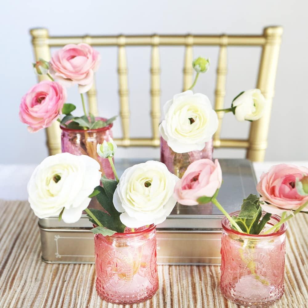 Vintage Pink Glass Tea Light Holder (Set of 4)