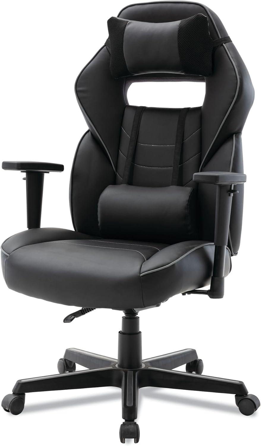 Alera Racing Style Ergonomic Gaming Chair, Supports 275 lb, 15.91" to 19.8" Seat Height, Black/Gray Trim Seat/Back, Black/Gray Base