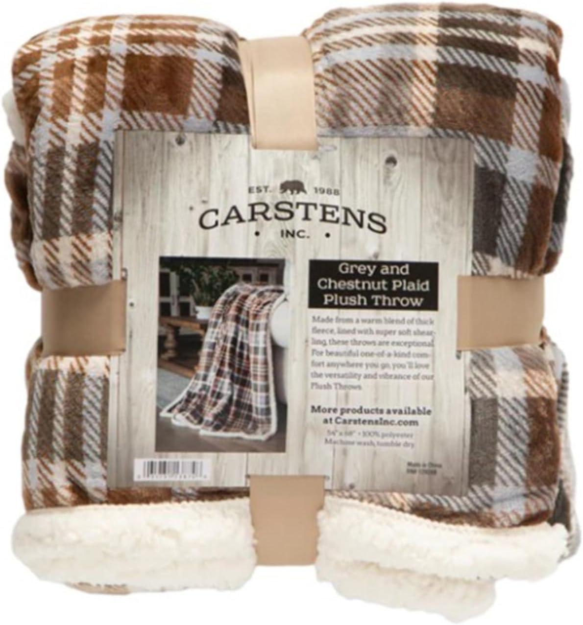 Grey Plaid Extra Plush Sherpa Throw Blanket, Large 54" x 68"