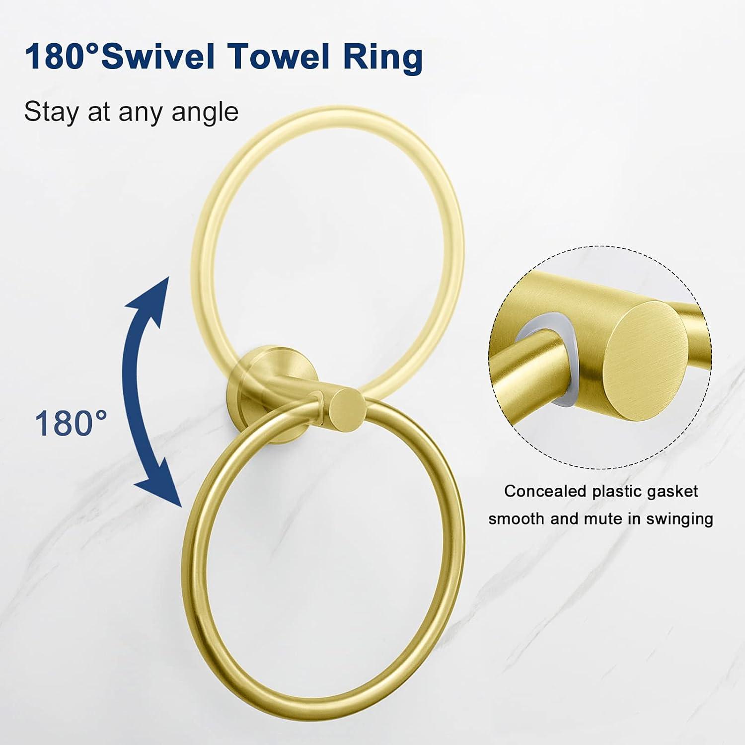 BWE 3-Piece Bath Hardware Set with Towel Ring and 2pcs Towel Hooks and Mounting Hardware Wall Mount