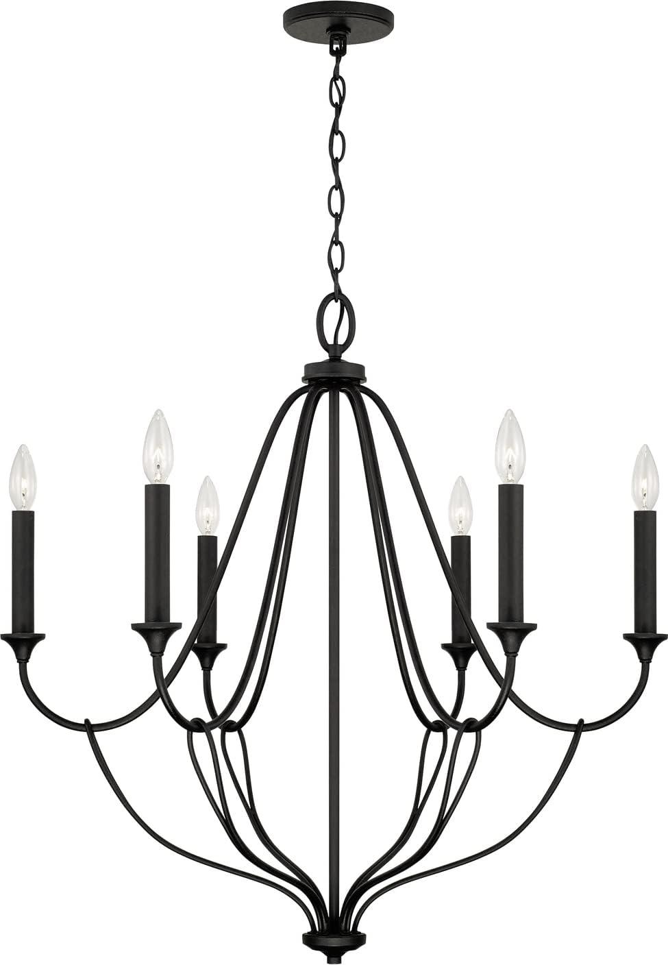 Bentley Airy Design Black Iron 6-Light Traditional Chandelier