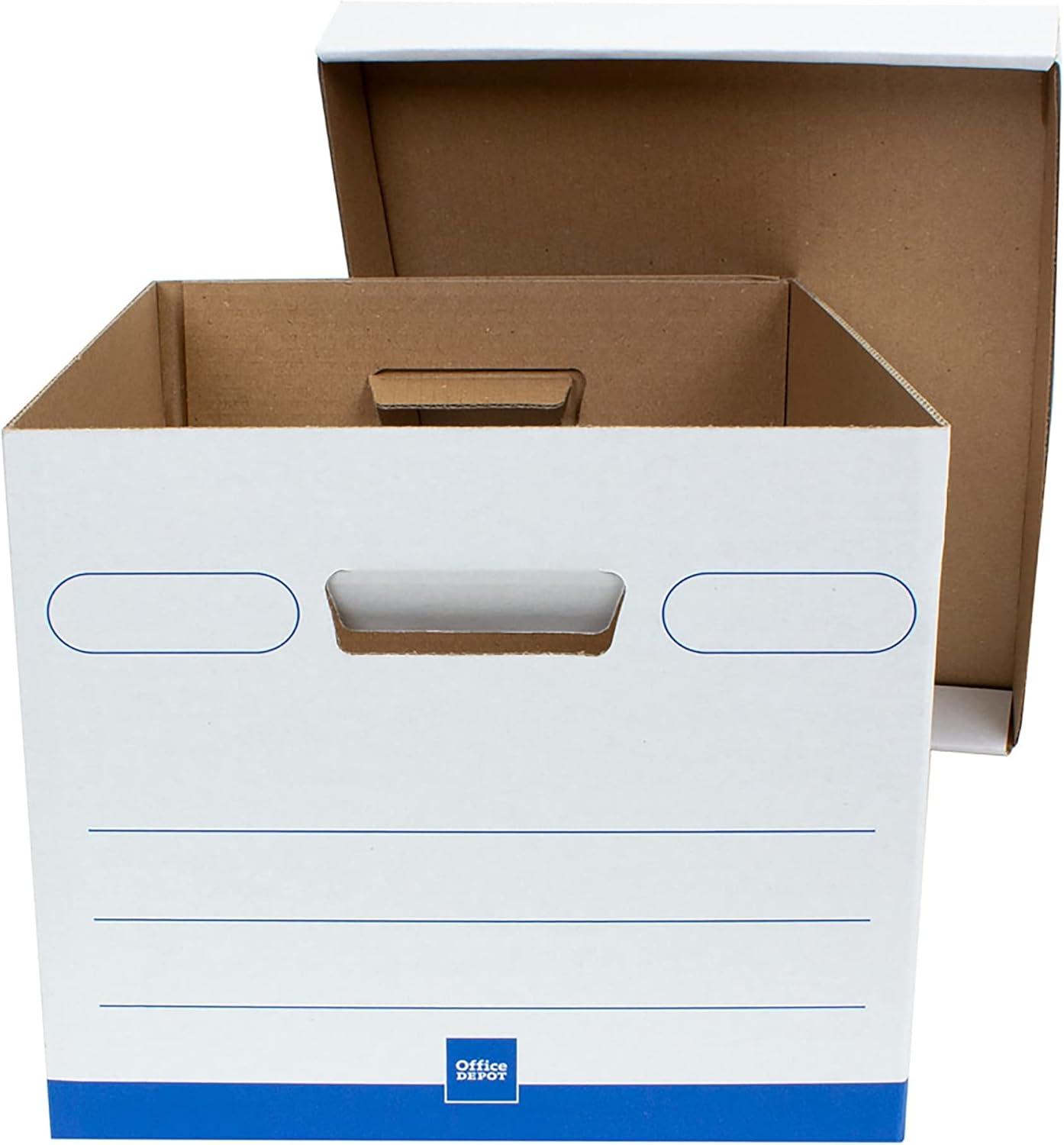 White and Blue Medium-Duty Recycled Storage Boxes with Handles