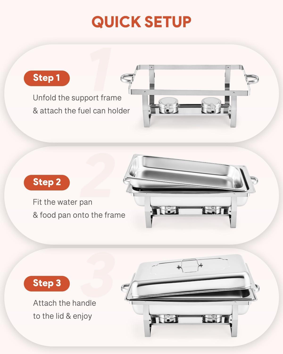 The Party Aisle™ Stainless Steel 5 Quarts Round Chafing Dish (Set of 2)