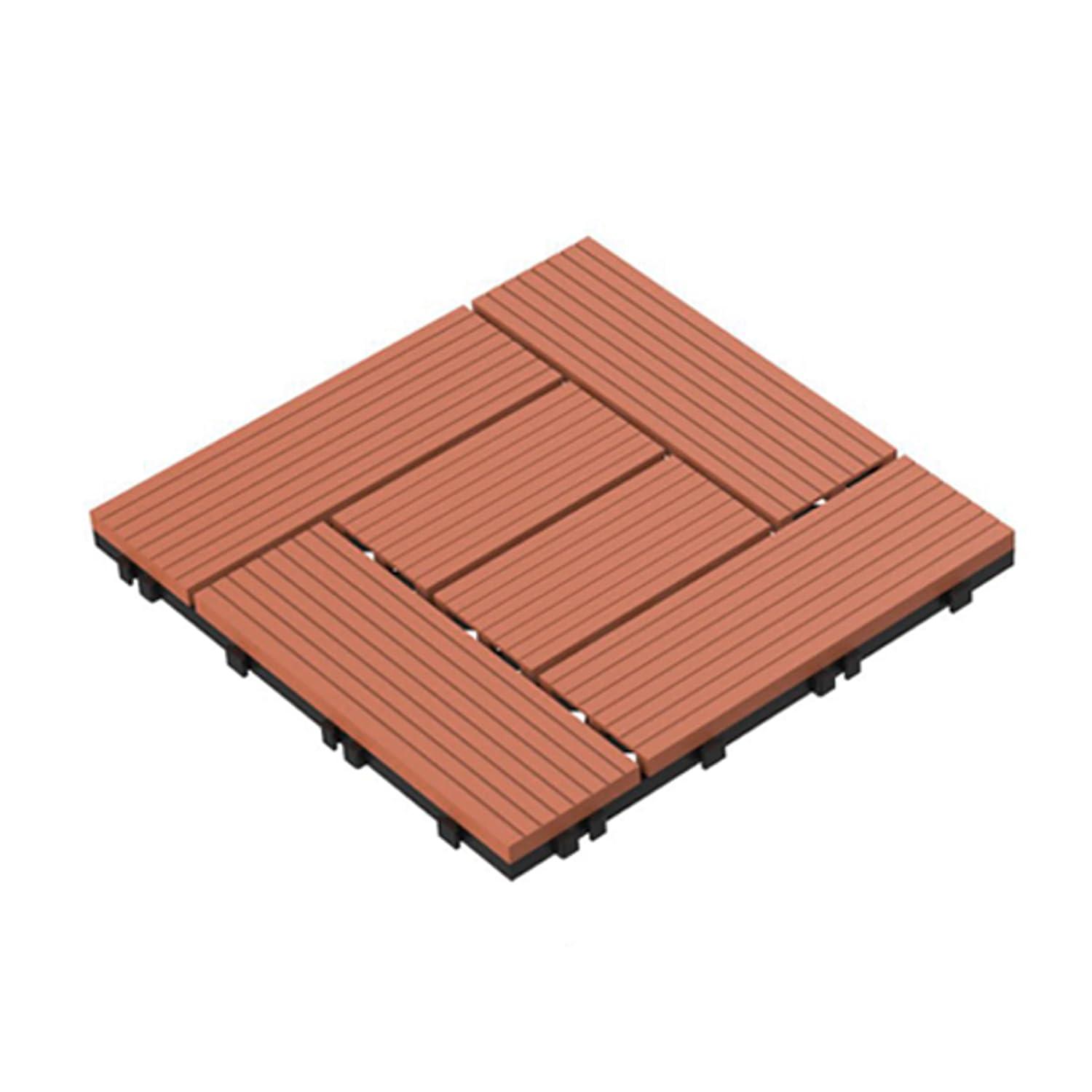 Pure Garden Deck Tiles - 24-Pack Wood Plastic Composite Interlocking Patio Tiles - Outdoor Flooring for Balcony, Porch, and Garage by Pure Garden (Set of 24)