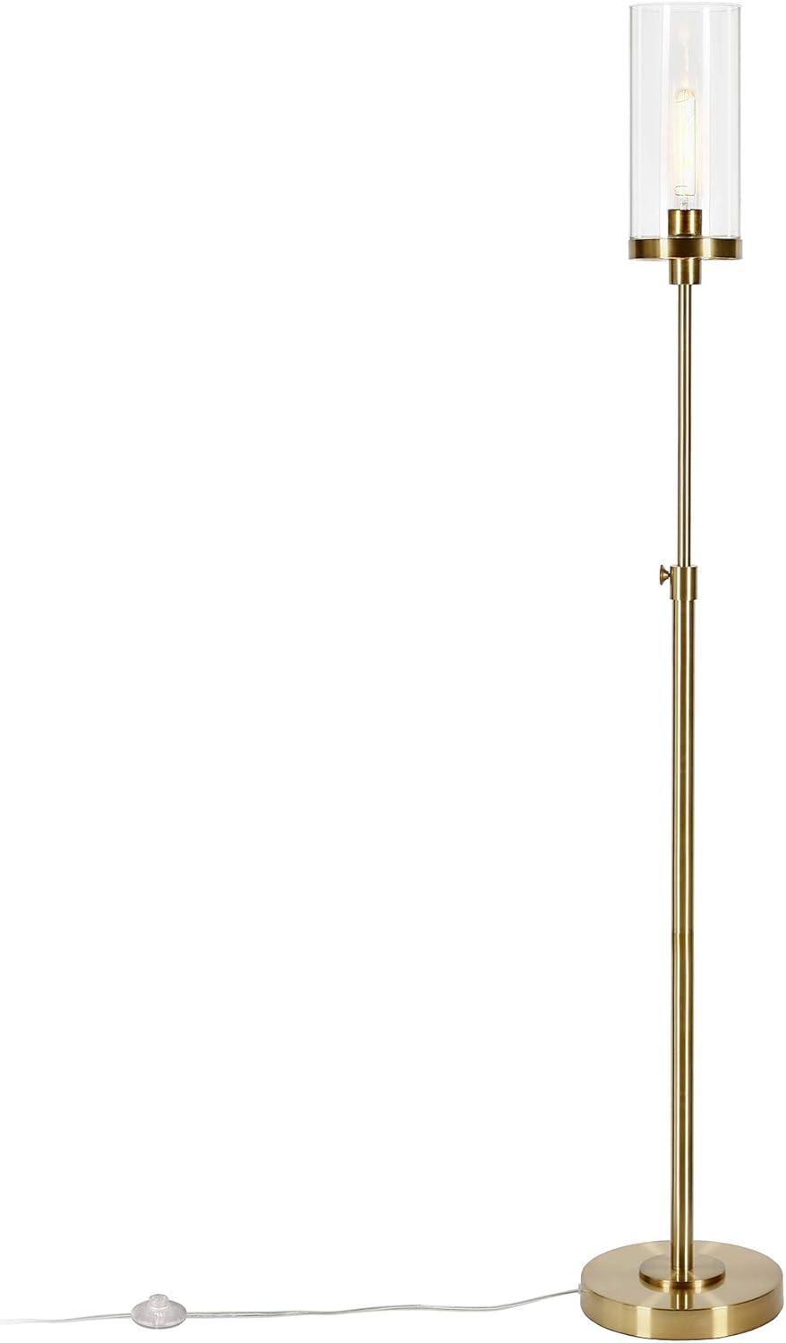 Evelyn&Zoe Frieda 66" Tall Floor Lamp with Glass Shade in Brass/White Milk