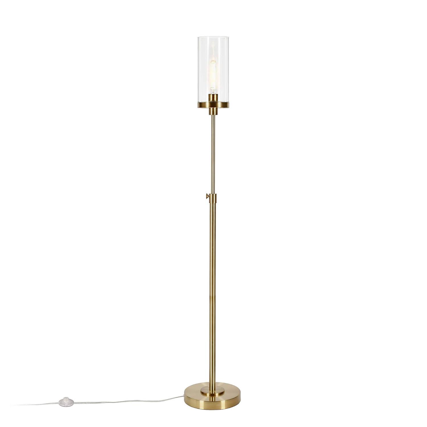 Evelyn&Zoe Frieda 66" Tall Floor Lamp with Glass Shade in Brass/White Milk