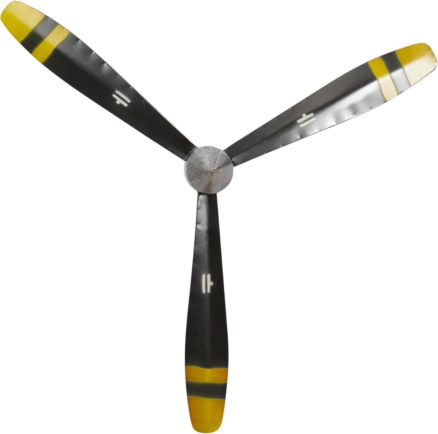 DecMode Brown Metal 2 Blade Airplane Propeller Wall Decor with Aviation Detailing