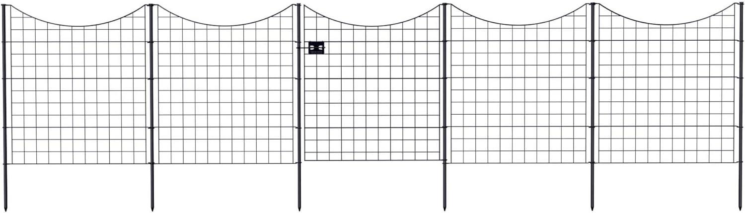 39in H (4 Fence Panels + 1 Gate) No Dig Easy Install Zippity Black Metal Fence, Decorative Fence for Garden Fencing For Dogs, Temporary Fence, Garden Fence Animal Barrier, WF29014