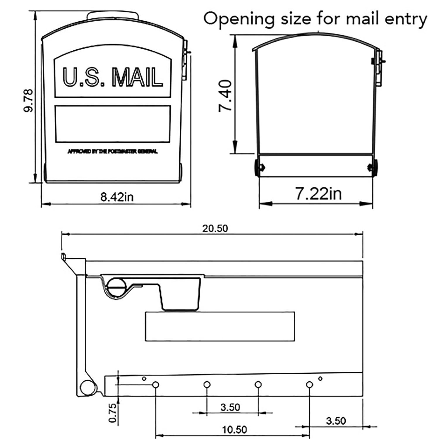 Architectural Mailboxes Patriot Plastic, Medium, Post-Mount Mailbox in Black