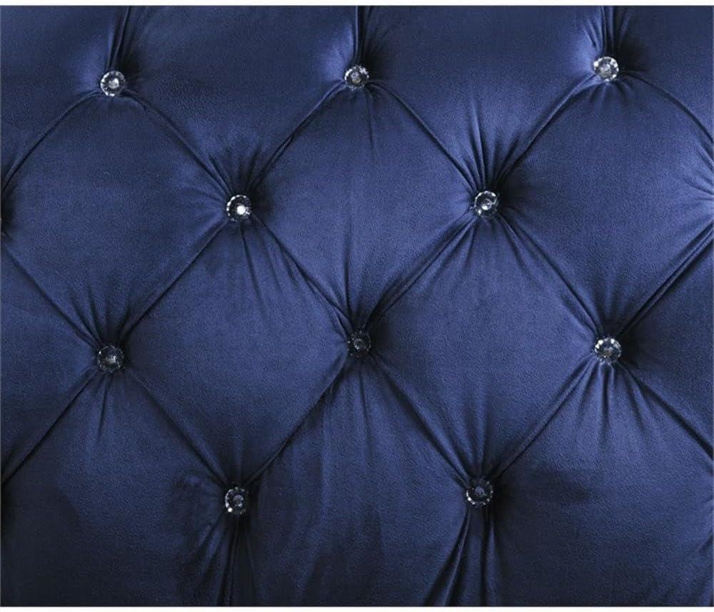 Elegant Blue Velvet Chesterfield Sofa with Tufted Detail and Nailhead Trim