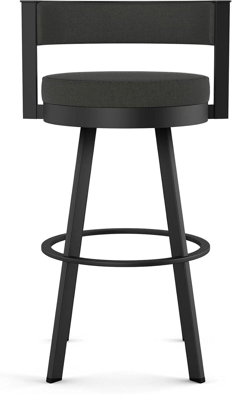 Amisco Browser Upholstered Counter Height Barstool Gray/Black: 10-Year Warranty, Steel Frame, Polyester