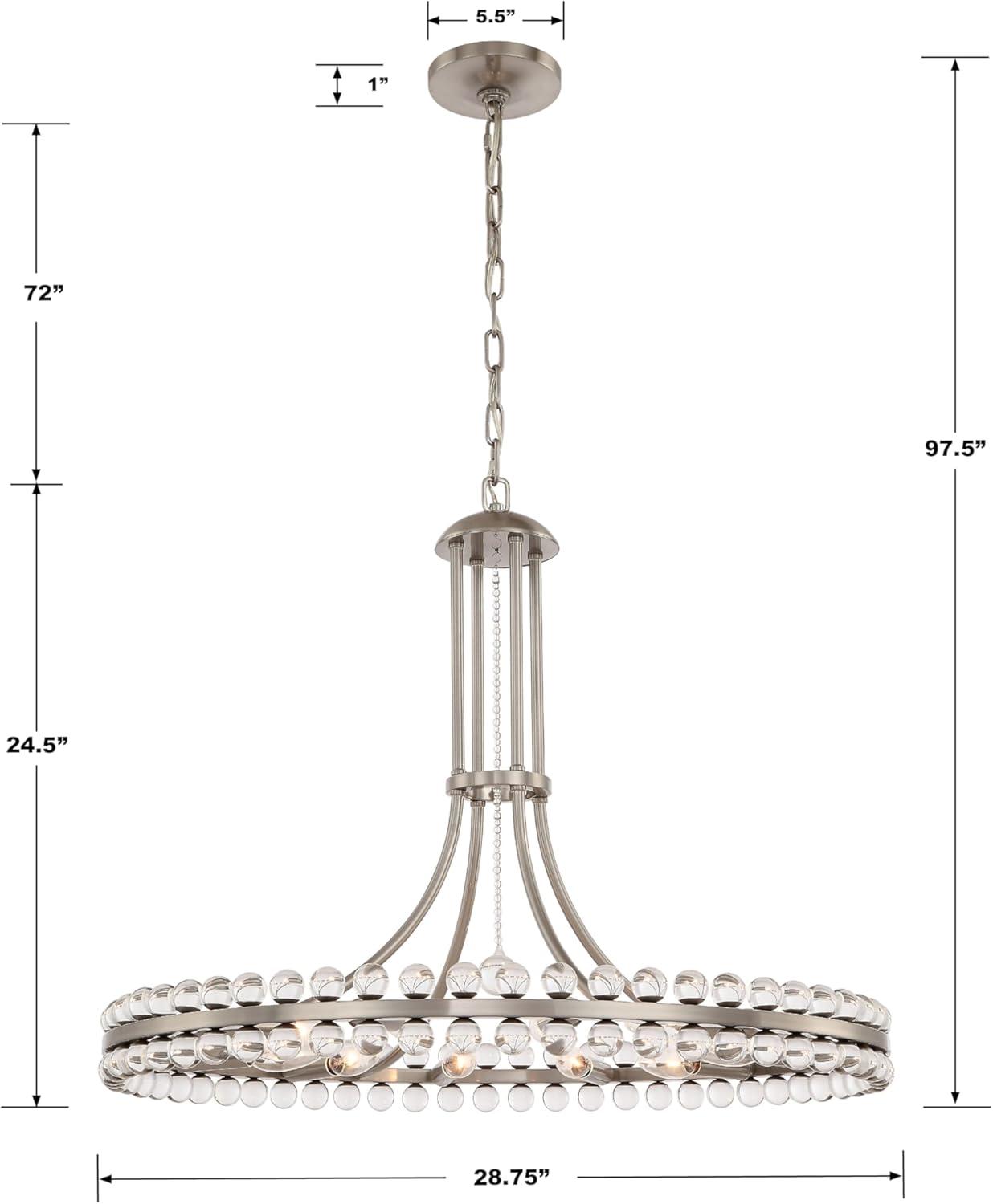 Brushed Nickel and Glass 12-Light Chandelier