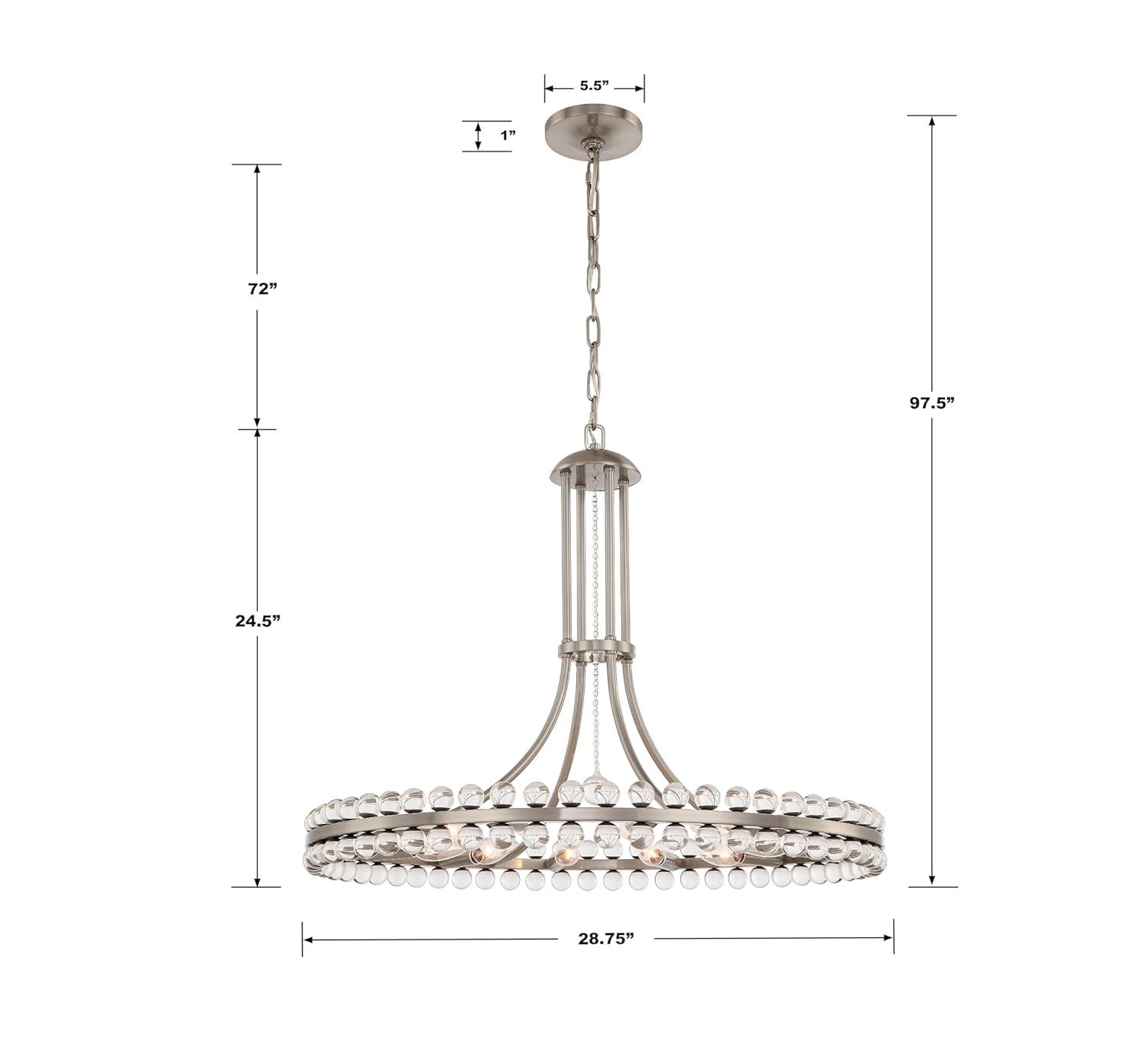 Brushed Nickel and Glass 12-Light Chandelier