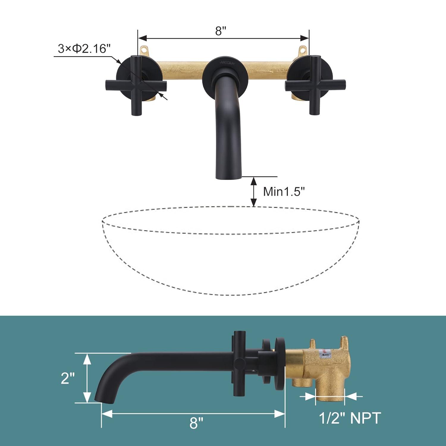 2-Handle 3-Hole Wall Mounted Roman Tub Faucet With 360° Swivel Spout
