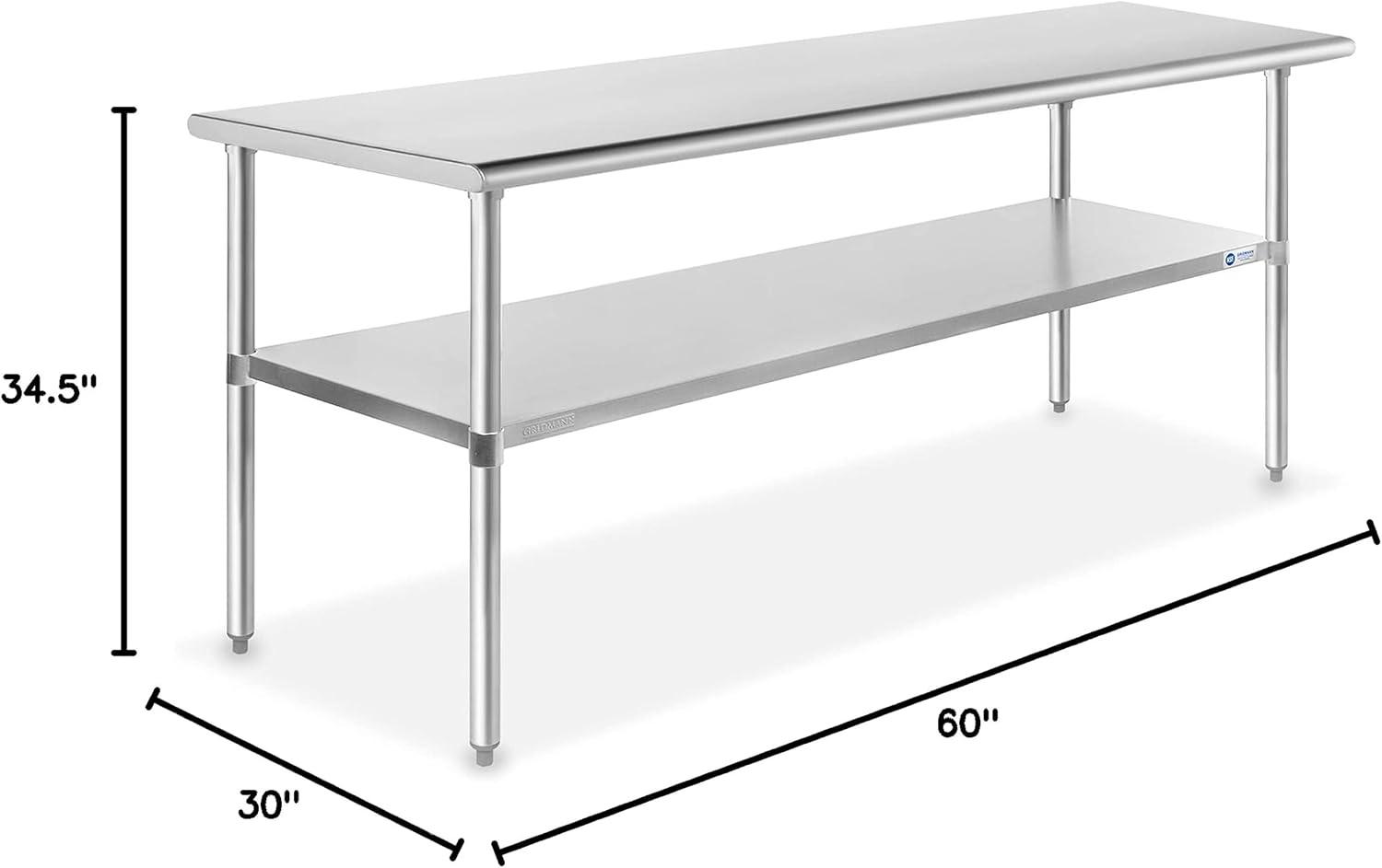 GRIDMANN 30" D x 34.5" H Stainless Steel Prep Station with Undershelf