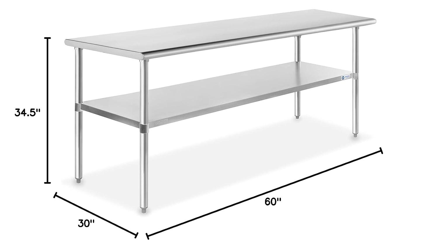 30" D x 34.5" H Stainless Steel Prep Station with Undershelf