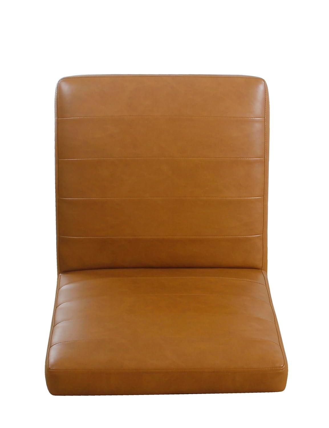 Channeled Metal Dining Chair Carmel Faux Leather - HomePop: Modern Upholstered, Spot Clean, 250lb Capacity