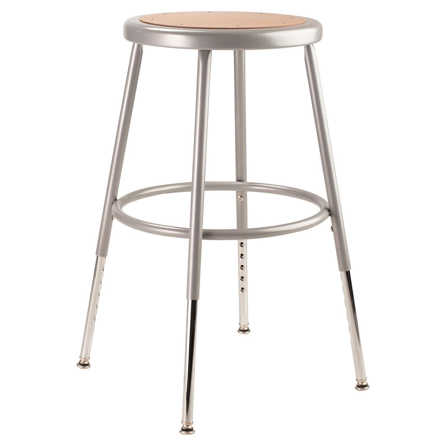 Adjustable Gray Metal Laboratory Swivel Stool with Footring