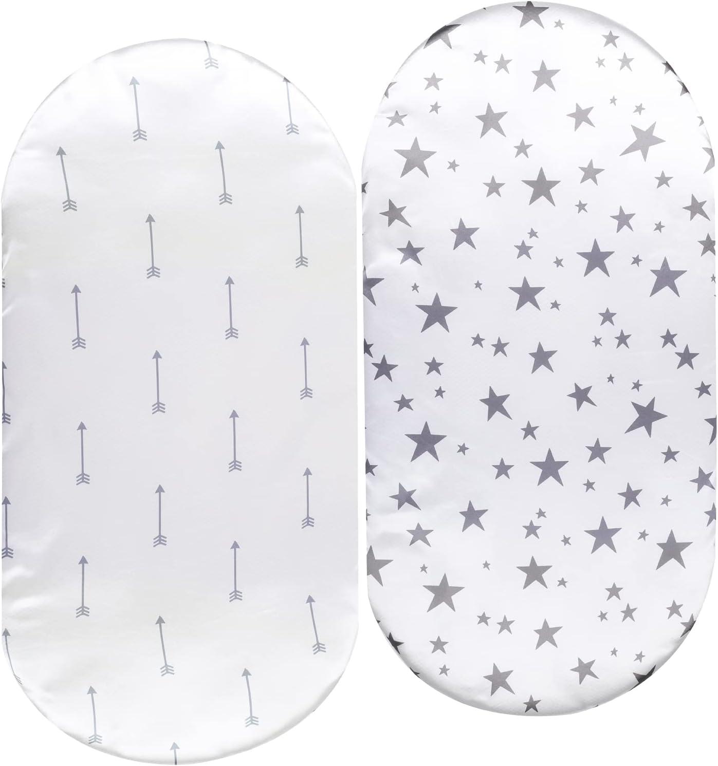 Ely's & Co. Baby Fitted Bassinet Sheet 100% Combed Jersey Cotton for Baby Boy 2 Pack