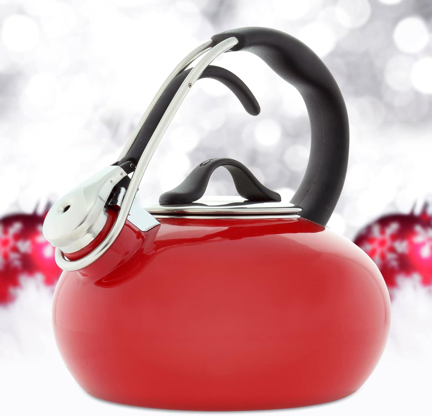 Chantal Classic Loop Enamel-on-Steel 1.8 Quart Teakettle, Chili Red