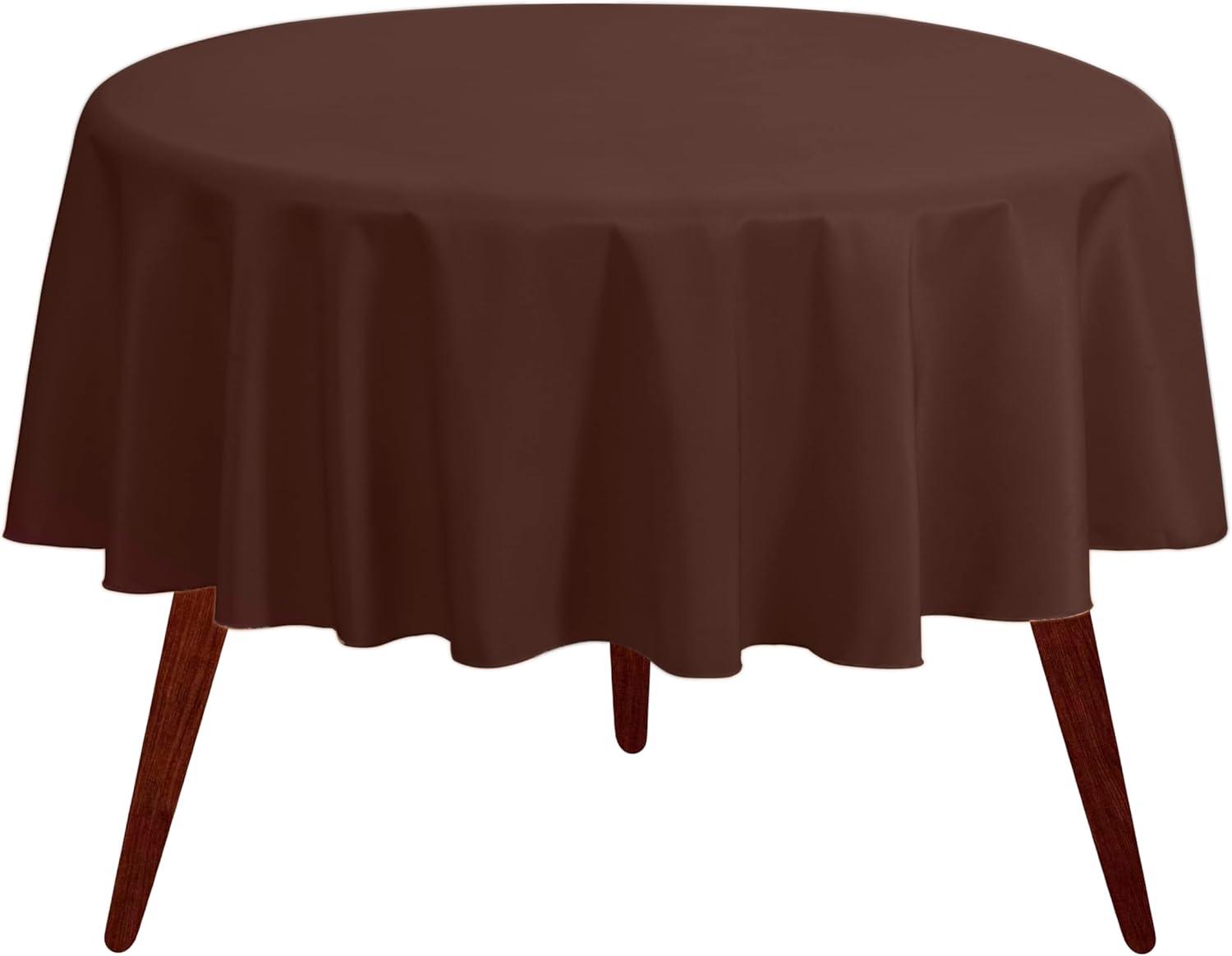Gee Di Moda Round Tablecloth - 132 Inch - Heavy Duty Washable Polyester - for 72 to 96 Inch Round Tables - Chocolate