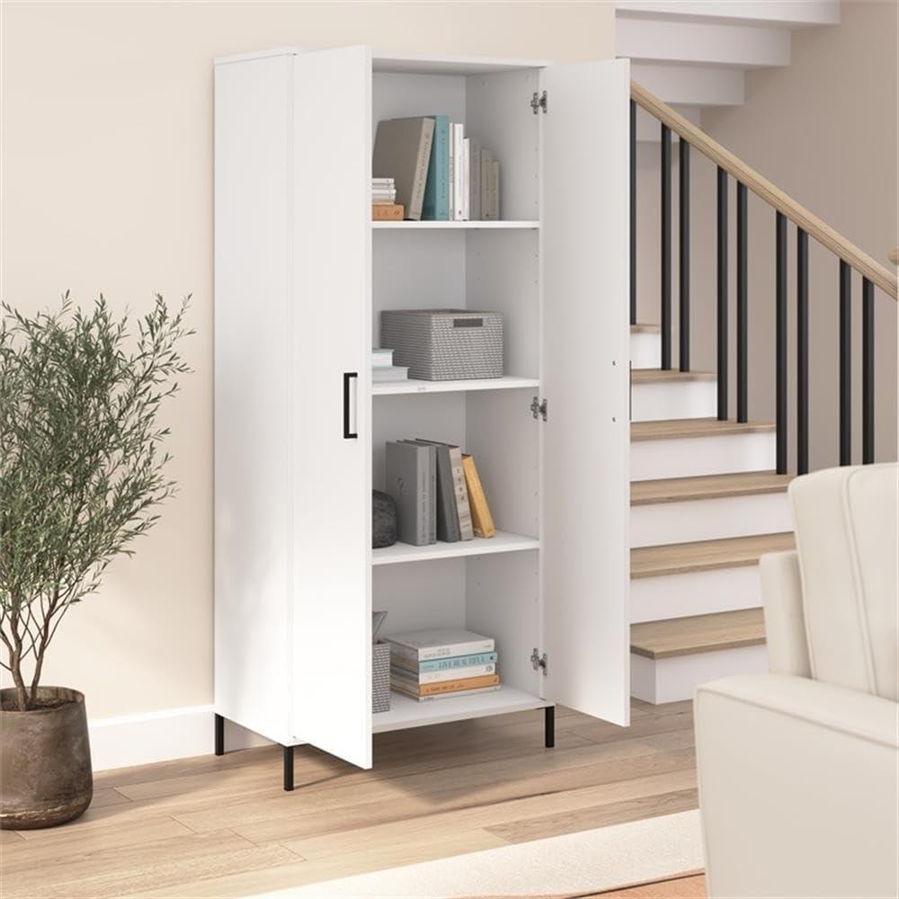 Essence Tall Storage Cabinet with Doors - Engineered Wood