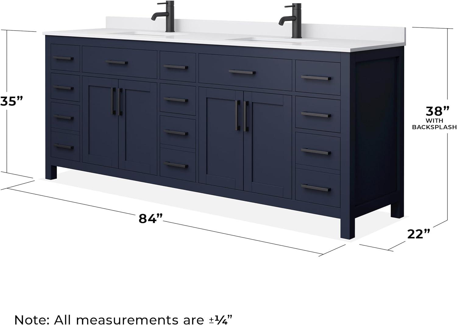 Wyndham Collection Beckett 84" Freestanding Double Bathroom Vanity with Cultured Marble Top