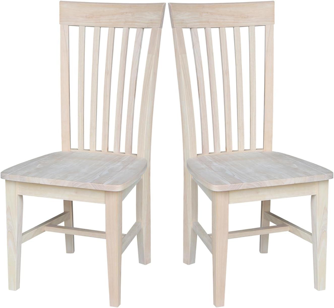 Set of 2 White High Slat Solid Wood Side Chairs