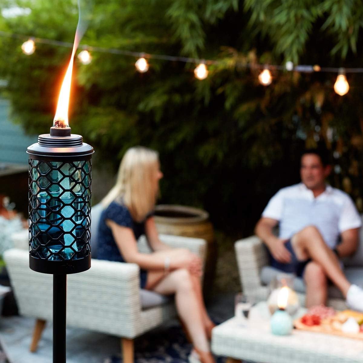 TIKI® Brand Convertible 65 Inch TIKI Torch Glass Honeycomb Blue