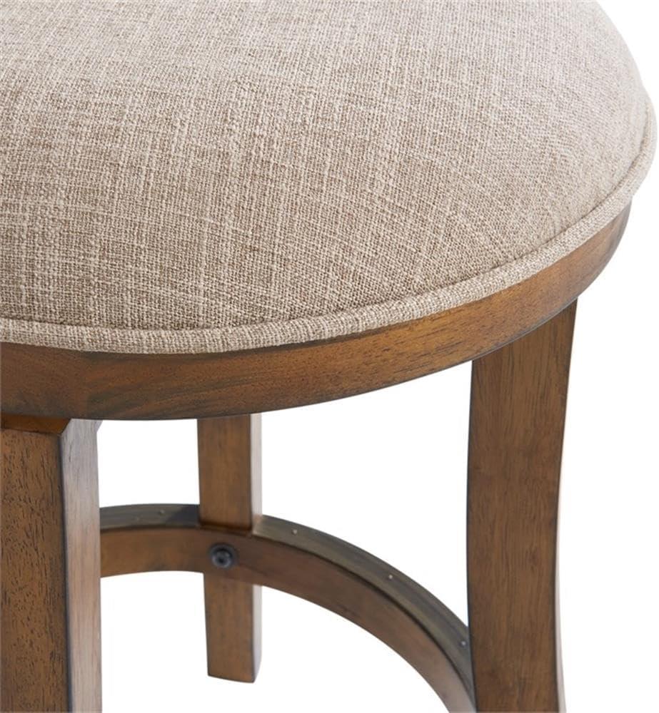 Ellie 21" Wide Solid Rubber Wood Frame Linen Fabric Counter Height Round Swivel Stool