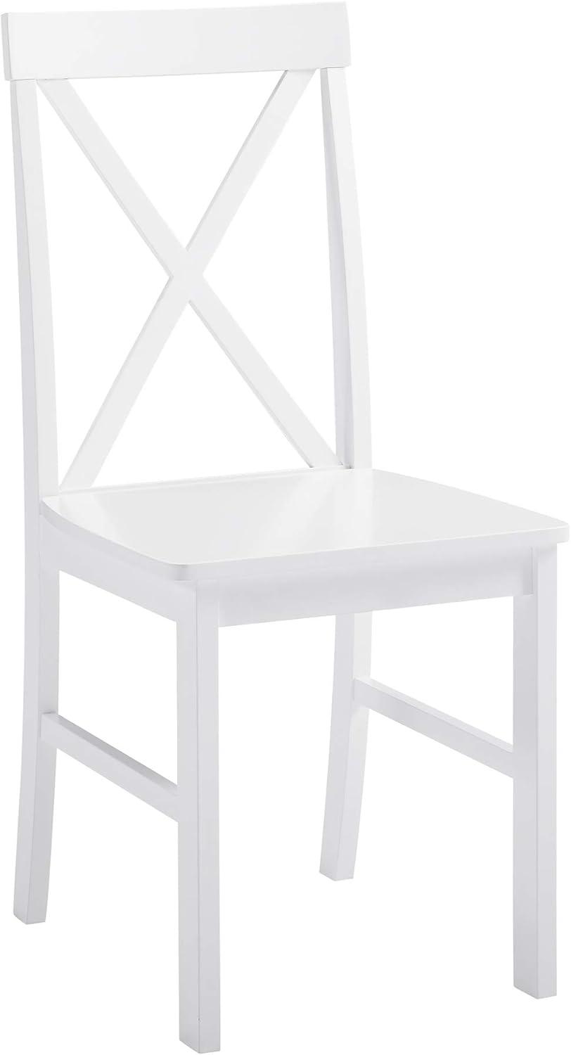 Farmhouse White 5-Piece Solid Rubberwood Dining Set with X-Back Chairs