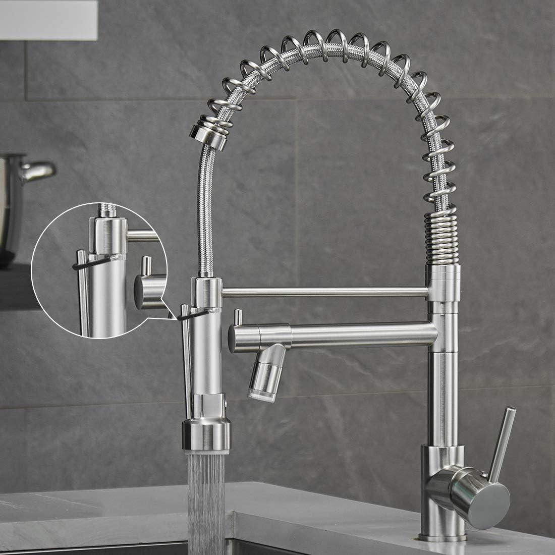 Brushed Nickel LED Pull Down Kitchen Faucet with Sprayer