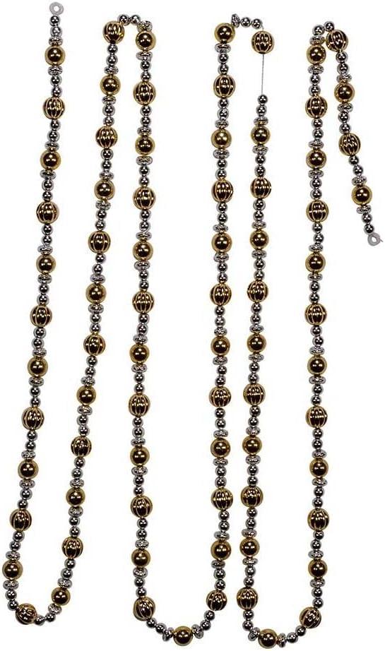 Kurt S. Adler 9-Foot Shiny Silver and Gold Beaded Garland